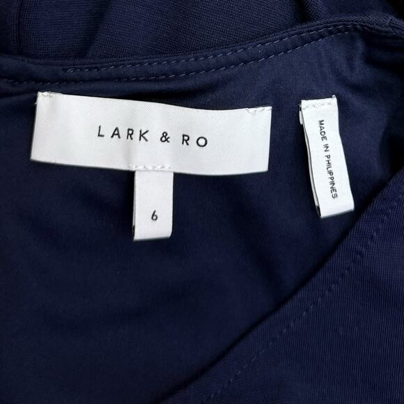 Lark & Ro Dress Womens 6 Blue Ruffle Stretchy Casual Career Zip Up Short Sleeves - Picture 5 of 8